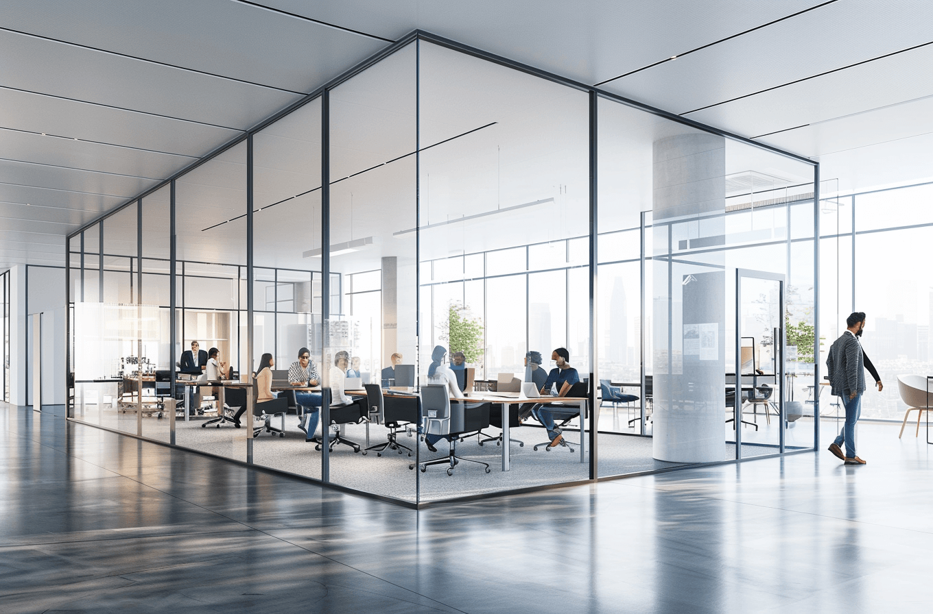 Flexible Workspaces, Clear Boundaries: Adaptable Office Designs with Glass Partitions